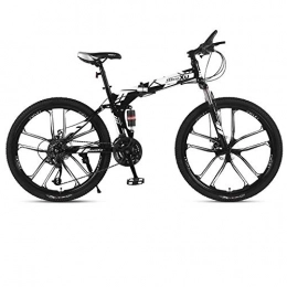 RSJK Bicicleta Bicicletas de montaña plegables Adultos todoterreno Coche de carreras de velocidad variable Doble amortiguacin Frenos de disco delanteros y traseros Llantas de aleacin de aluminio de 26 pulgadas