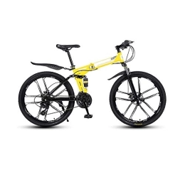 Ironwood Banana Bicicleta Bicicletas de montaña Plegables de 26", Bicicleta antineumáticos Todoterreno con Doble Amortiguador de 27 velocidades, Ideal para Montar al Aire Libre, Uso Diario (Yellow-10 Spoke)