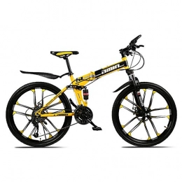 Mountain Bikes Bicicletas de montaña plegables Bicicletas de montaña plegables para adultos, bicicleta adulta 24" / 26", cambio de 21 etapas, 10 ruedas cortadoras, MTB, negro y amarillo