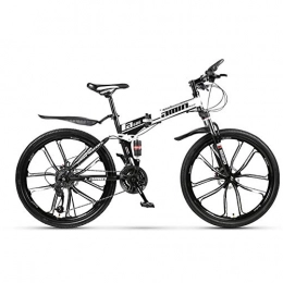 Mountain Bikes Bicicleta Bicicletas de montaña plegables para adultos, bicicleta de adulto 24" / 26", cambio de 21 etapas, 10 ruedas de corte, MTB, negro y blanco