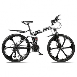 Bicicletas de montaña plegables para adultos, bicicleta de adulto, 24 pulgadas, 21 etapas, rueda de corte 6/10, MTB, negro/azul