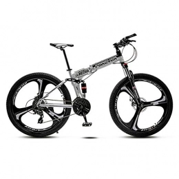 ACDRX Bicicleta Bicicletas de montaña plegables para adultos de 26 pulgadas con suspensión delantera para hombre / mujer, 21 velocidades, asiento ajustable y frenos de disco mecánicos duales.