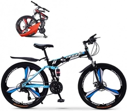 BUK Bicicleta BUK Bicicleta Montaña, Plegable de 24 Pulgadas de Metal Ligero Bicicleta de Ciudad Marco de Acero Doble Freno de Disco absorción de Impactos Bicicleta Plegable Bicicleta-Azul