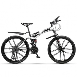 AminBike Bicicleta Cambiador de 21 velocidades MTB plegable Bicicleta de montaña plegable Bicicleta de montaña Frenos de doble disco Plegable Ciclismo de viaje 26 pulgadas Neumático de diez cuchillas (negro blanco)