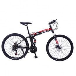 CARACHOME Bicicleta de montaña de 26 Pulgadas Diseño Plegable Bicicleta de montaña de Acero de Alto Carbono Bicicleta de montaña Bicicleta de 21 velocidades (Blanco, Amarillo, Rojo),Negro