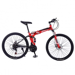 CARACHOME Bicicleta CARACHOME Bicicleta de montaña de 26 Pulgadas Diseño Plegable Bicicleta de montaña de Acero de Alto Carbono Bicicleta de montaña Bicicleta de 21 velocidades (Blanco, Amarillo, Rojo), Rojo
