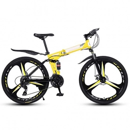 CENPEN Bicicleta CENPEN Deportes al aire libre Bicicletas de montaña de 26 pulgadas, 27 velocidades, marco plegable de acero de alto carbono, freno de disco doble (color: amarillo)