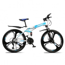 CJCJ-LOVE Bicicleta CJCJ-LOVE Bici De Montaña Plegable, Bicicletas De 26 Pulgadas De Bicicletas con Alto Contenido De Carbono-Marco De Acero Y Doble Freno De Disco Tenedor para Adultos, Azul, 30 Speed