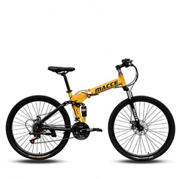 CJCJ-LOVE Bicicleta CJCJ-LOVE Plegable Bicicleta de montaña, 26 Pulgadas de Variables bicis de la Velocidad Camino de la Bicicleta de Ciudad, Choque Doble Disco de Freno Ajustables Bicicletas, Amarillo, 27 Speed