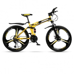 DSAQAO Bicicleta DSAQAO Folding Mountain Bike, 26 Pulgadas 21 24 27 30 Speed Disc Bicicleta Suspensión Completa 3 Spoke MTB Bikes para Adultos Adolescentes Negro+amarillo1 21 Velocidad