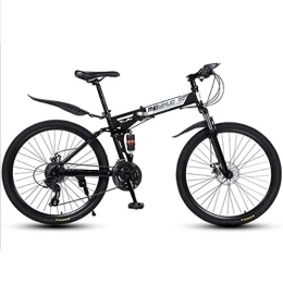 LADDER Bicicleta Dsrgwe Bicicleta de Montaña, 26" Bicicleta de montaña, Marco de Acero al Carbono, Bicicletas Plegables Hardtail, Doble Disco de Freno y suspensión Doble (Color : Black, Size : 27 Speed)