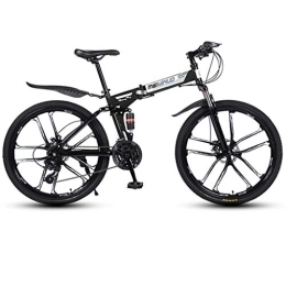 Dsrgwe Bicicletas de montaña plegables Dsrgwe Bicicleta de Montaña, Bicicleta de montaña, Bicicletas de montaña Plegable, de Doble suspensión y Doble Freno de Disco, MTB (Color : Black, Size : 24-Speed)