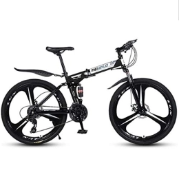LADDER Bicicleta Dsrgwe Bicicleta de Montaña, Las Bicicletas de montaña, Plegable Hardtail Bicicletas, Marco de Acero al Carbono, Doble Freno de Disco y Doble suspensión (Color : Black, Size : 21 Speed)