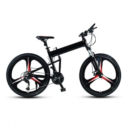 DXDHUB Bicicleta DXDHUB 24 / 26 / 27.5 pulgadas de diámetro de la rueda, bicicleta de montaña unisex de 27 velocidades, marco de aluminio, plegable, color negro