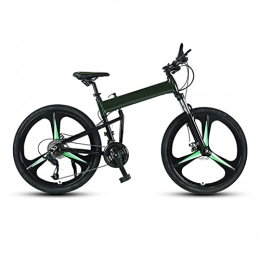 DXDHUB Bicicletas de montaña plegables DXDHUB Diámetro de rueda de 24 / 26 / 27.5 pulgadas, bicicleta de montaña unisex de 27 velocidades, marco de aluminio, plegable, color verde oscuro