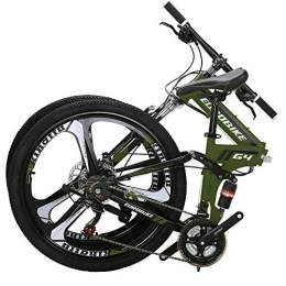 EUROBIKE Bicicletas de montaña plegables Eurobike Bicicleta de montaña plegable de 26 pulgadas para hombres y mujeres bicicletas de adultos 3 radios bicicleta (verde)