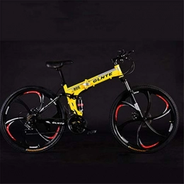 WSS Bicicleta Frenos Plegables de 26 Pulgadas de 21 velocidades Dual Dual Dual-Dual: Adecuado para Bicicletas Masculinas y Femeninas para Estudiantes Adultos de Plata amarilla-21 Velocidad