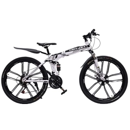 Futchoy Bicicleta Futchoy Bicicleta de montaña de 26" de 21 velocidades, Bicicletas plegables de acero de alto carbono, Bicicleta de ciudad con horquilla de suspensión y un amortiguador trasero, Freno de disco doble