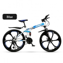FXMJ Bicicleta FXMJ Bicicletas de montaña 26 Pulgadas, Cuadro de suspensión Completa, Bicicleta de montaña con Freno de Doble Disco, Bicicleta de montaña para Hombre y Mujer Adultos, Azul, 21 Speed