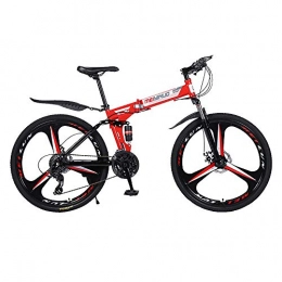 ganeric Bicicleta de montaña para mujer y hombre, plegable, ligera, 27 velocidades, 66 cm, rojo