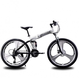 Gaoyanhang Bicicleta de montaña Plegable, Rueda de 26 Pulgadas de Doble Disco de absorción de Choque de Freno, 21 Velocidad de Adultos Bicicleta Todoterreno (Color : White, Size : 27S)