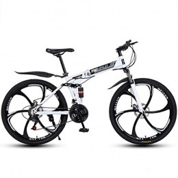 GXQZCL-1 Bicicletas de montaña plegables GXQZCL-1 Bicicleta de Montaa, BTT, Plegable Bicicleta de montaña, de Acero al Carbono Cuadro de la Bicicleta, con Doble Doble del Disco de Freno Suspensin MTB Bike (Color : White, Size : 21 Speed)
