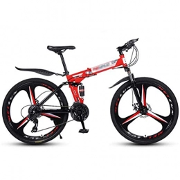 HSRG Bicicleta HSRG Bicicleta de montaña plegable, bicicleta de montaña antideslizante de 26 pulgadas con 3 ruedas de corte, bicicleta de amortiguación de la bicicleta 21 / 24 / 27 velocidades para hombre y mujer