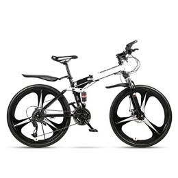 HSRG Bicicletas de montaña plegables HSRG Bicicleta de montaña plegable, bicicleta de montaña con 3 ruedas de corte 21 / 24 / 27 velocidad, 24 / 26 pulgadas, ligera y duradera para hombres y mujeres, color blanco