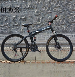 HUWAI Bicicleta HUWAI High Carbon Steel Dual Suspension Frame Mountain Bike, Speed Gears Folding Outroad Bike, Negro