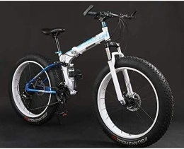 Hycy Bicicleta HYCy Bicicleta Plegable De Bicicleta De Montaña, Fat Tire Bicicletas MTB De Doble Suspensión, Doble Freno De Disco, Pedales Y Vástagos De Aluminio