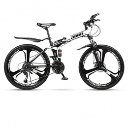 JLASD Bicicletas de montaña plegables JLASD Bicicleta Montaña Bicicleta de montaña, Cuadro de Carbono de Acero Plegable Bicicletas Hardtail, de Doble suspensión y Doble Freno de Disco, 26 Pulgadas Ruedas (Color : White, Size : 21-Speed)