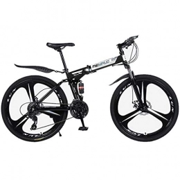 JLASD Bicicleta JLASD Bicicleta Montaña Plegable Bicicletas De Montaña De 26 '' Estructura Ligera De Acero Al Carbono Suspensión 21 / 24 / 27 Velocidad del Freno De Disco Completo Unisex (Color : Black, Size : 24speed)