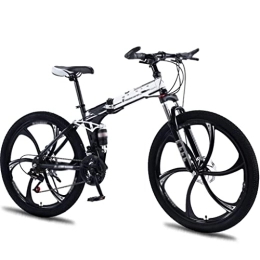 KDHX Bicicletas de montaña plegables KDHX Bicicleta de montaña Ruedas de 30 velocidades y 26 Pulgadas Marco de Cola Suave de Acero de Alto Carbono Frenos de Disco mecánicos Delanteros y Traseros Múltiples Colores (Color : Black White)