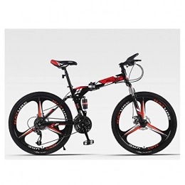 KXDLR Bicicletas de montaña plegables KXDLR 21 Velocidades Frenos De Disco De Velocidad De Bicicletas De Montaña Male (Diámetro De Rueda: 26 Pulgadas) con Dual Suspensión, Rojo