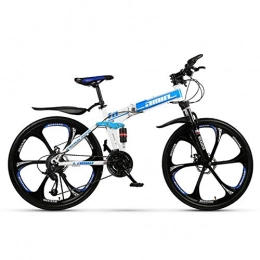 KXDLR Bicicletas de montaña plegables KXDLR 30 Velocidades Frenos De Disco Doble Velocidad para Bicicleta De Montaña Masculino (Diámetro De La Rueda: 26 Pulgadas) Diseño Simple con Doble Suspensión, Azul