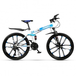 KXDLR Bicicletas de montaña plegables KXDLR Adulto De Bicicletas De Montaa De 26" Full Suspension 24 para Hombre De Velocidad para Bicicleta De Montaa Alta De Acero Al Carbono Marcos, Azul