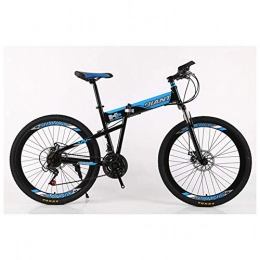 KXDLR Bicicleta KXDLR Bici de montaña Plegable 21-30 Velocidades de Bicicletas Tenedor de suspensión MTB Marco Plegable 26" Ruedas con Frenos de Doble Disco, Azul, 24 Speed