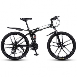 KXDLR Montaa Adultos Bicicletas De 26" Full Suspension 21 De Velocidad para Hombre Womans Montaa Plegable Bicicleta De Carbono De Alta Marcos De Acero con Doble Amortiguador,Negro