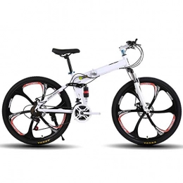 KXDLR Bicicletas de montaña plegables KXDLR MTB 21 Velocidades para Hombre MTB Cuadro De La Bicicleta 26 Pulgadas De Acero Al Carbono con, Bicicletas De Doble Freno De Disco Mecánico, Blanco