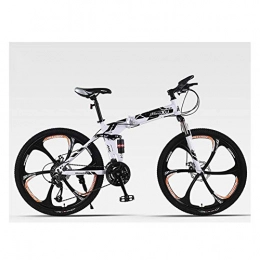 KXDLR Bicicletas de montaña plegables KXDLR MTB Alta De Acero Al Carbono De 26 Pulgadas MTB 24 Velocidad Off-Road Velocidad Montaña De Adulto Hombres Y Mujeres De Bicicletas, Blanco