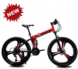 LCAZR Bicicleta de montaña Plegable de 26"para Hombres y Mujeres, Bicicleta de Doble suspensión Marco de Acero de Alto Carbono, Freno de Disco de Acero, llanta de aleación de Aluminio/Red