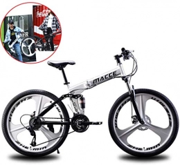 LCAZR Bicicleta LCAZR Plegable Bicicleta de montaña, Motos de Nieve Playa de Bicicletas, Bicicletas de Doble Disco de Freno, aleacin de Aluminio de 26 Pulgadas Llantas / Blanco