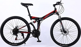 DPCXZ Bicicleta Ligero Bicicleta Plegable, 26 Pulgadas Doble Suspension Bicicleta Montaña Fácil De Plegar Bicicletas Urbanas, Para Adultos Adolescentes Estudiante black, 24 inches