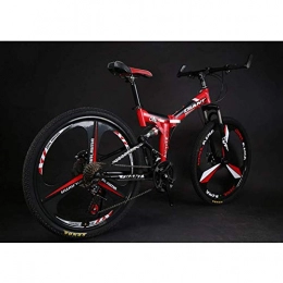 Llpeng Bicicleta Llpeng 26 Pulgadas de Bicicletas Plegable, de Velocidad Variable Bicicleta de montaña, Doble absorción de Choque, Freno de Disco, Soft Tail-Una Rueda de Bicicleta (Color : Red, Size : 24)
