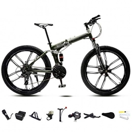 LQ&XL Bicicleta LQ&XL 24 Pulgadas 26 Pulgadas Bicicleta de Montaña Unisex, Bici MTB Adulto, Bicicleta MTB Plegable, 30 Velocidades Bicicleta Adulto con Doble Freno Disco / Verde / C Wheel / 24