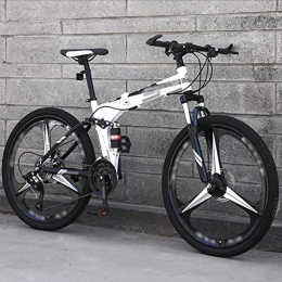 LQ&XL Bicicleta LQ&XL Bicicleta de Montaña Plegable, 27 Velocidades, Bicicleta Adulto, 26 Pulgadas Bici para Hombre y Mujerc, MTB con Doble Freno Disco / White