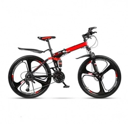 LQ&XL Bicicleta LQ&XL Bicicleta de Montaña Plegable, MTB Bici para Hombre y Mujerc, 24 Pulgadas 26 Pulgadas, Bicicleta Adulto con Doble Freno Disco, 30 Velocidades / Red / 24