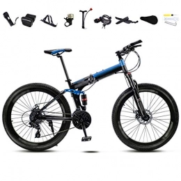 LQ&XL Bicicletas de montaña plegables LQ&XL MTB Bici para Adulto, 24-26 Pulgadas Bicicleta de Montaña Plegable, 30 Velocidades Velocidad Variable Bicicleta Juvenil, Doble Freno Disco / Blue / 24