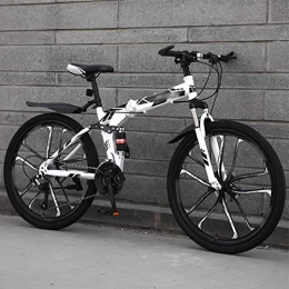 LQ&XL Bicicleta LQ&XL MTB Bici para Adulto, 26 Pulgadas Bicicleta de Montaña Plegable, 27 Velocidades Bicicleta Juvenil, Doble Freno Disco y Doble Suspensión / White