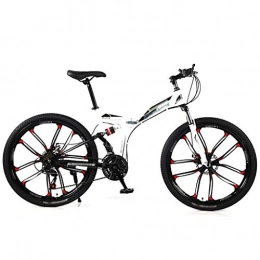 LWZ Bicicleta LWZ Frenos de Doble Disco de 26 Pulgadas Bicicleta de montaña Bicicleta de montaña Plegable para jóvenes y Adultos Bicicletas MTB de suspensión Completa de 21 velocidades